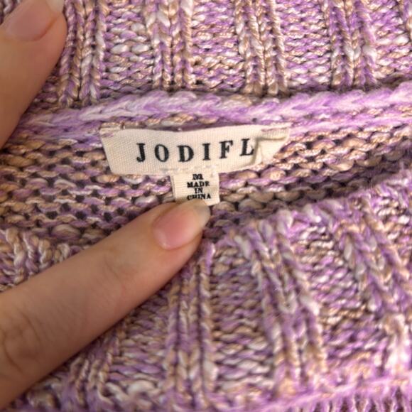 Jodifl Knit Sweater Womens M Colorful Bishop Sleeves Geometric Fall Layer Cozy - Picture 3 of 5